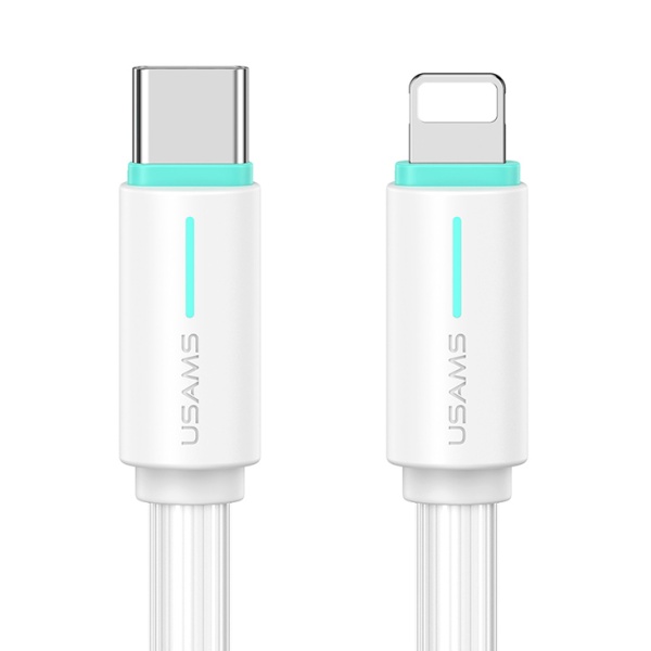 USAMS καλώδιο Lightning σε USB-C US-SJ735, 30W, 480Mbps, 1m, λευκό