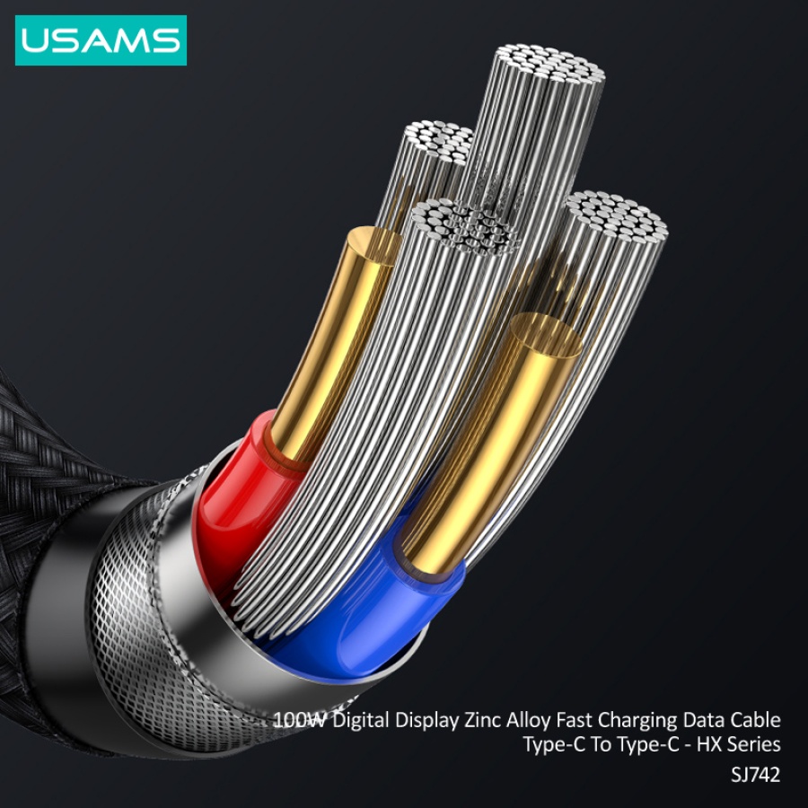 USAMS καλώδιο USB-C SJ742, 100W, 480Mbps, 1.2m, λευκό - Image 4
