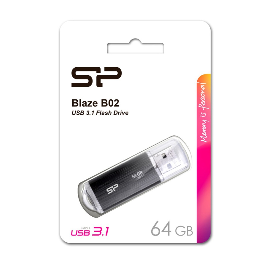 SILICON POWER USB Flash Drive Blaze B02, 64GB, USB 3.2, μαύρο - Image 3