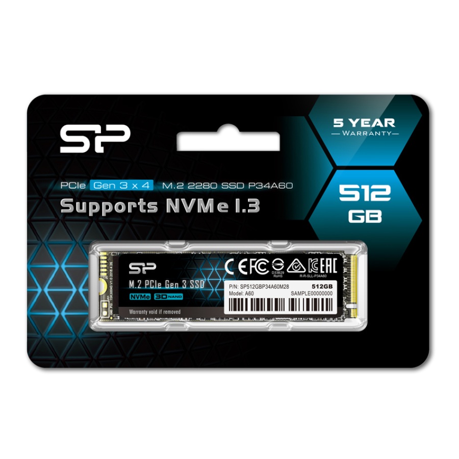 SILICON POWER SSD PCIe Gen3x4 P34A60 M.2 2280, 512GB, 2.200-1.600MB/s - Image 4