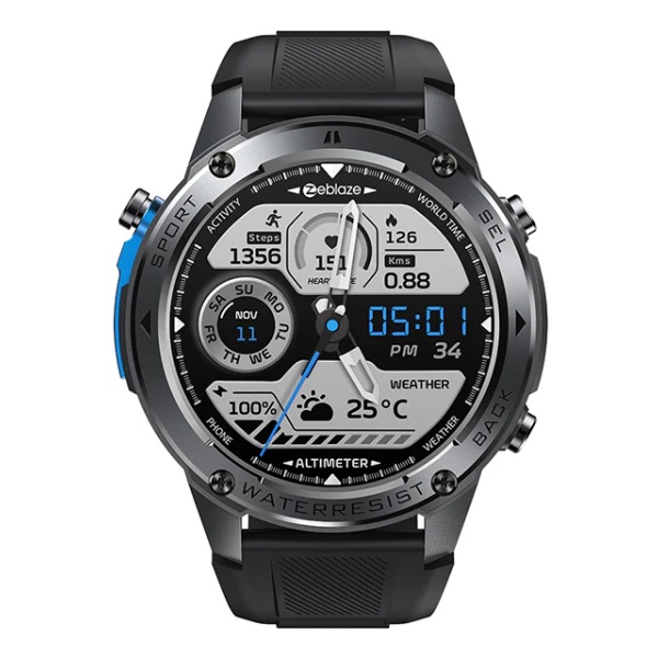 ZEBLAZE smartwatch Stratos 2 Ultra, heart rate, 1.43" AMOLED, GPS, MIL-STD-810H, μαύρο