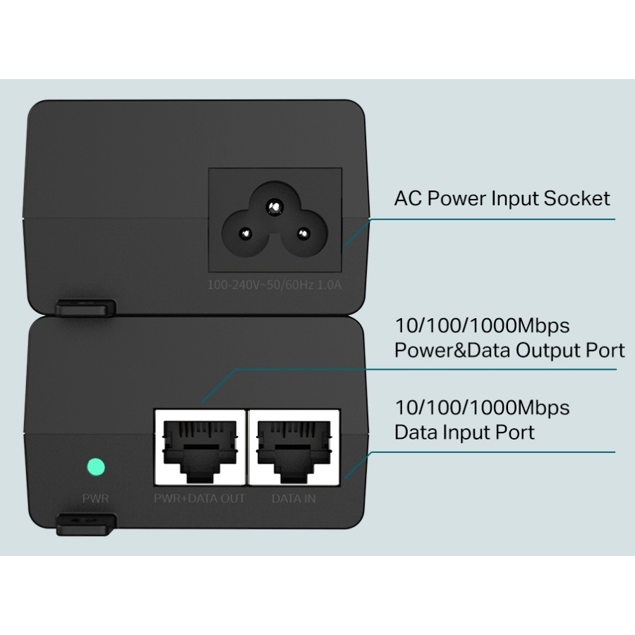 TP-LINK Gibagit PoE+ Injector TL-POE160S, 802.3af/at - Image 2