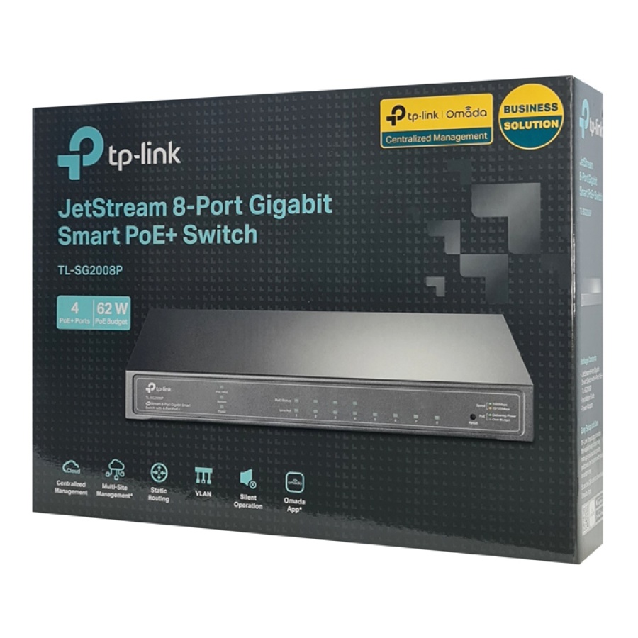 TP-LINK JetStream switch TL-SG2008P, 8-Port Gigabit, 4x PoE+, Ver. 3.0 - Image 4