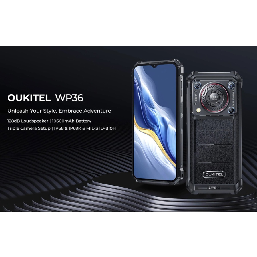 OUKITEL smartphone WP36 με ηχείο 3.5W, 6.52", 8/128GB, 10600mAh, IP68/IP69K, μαύρο - Image 2