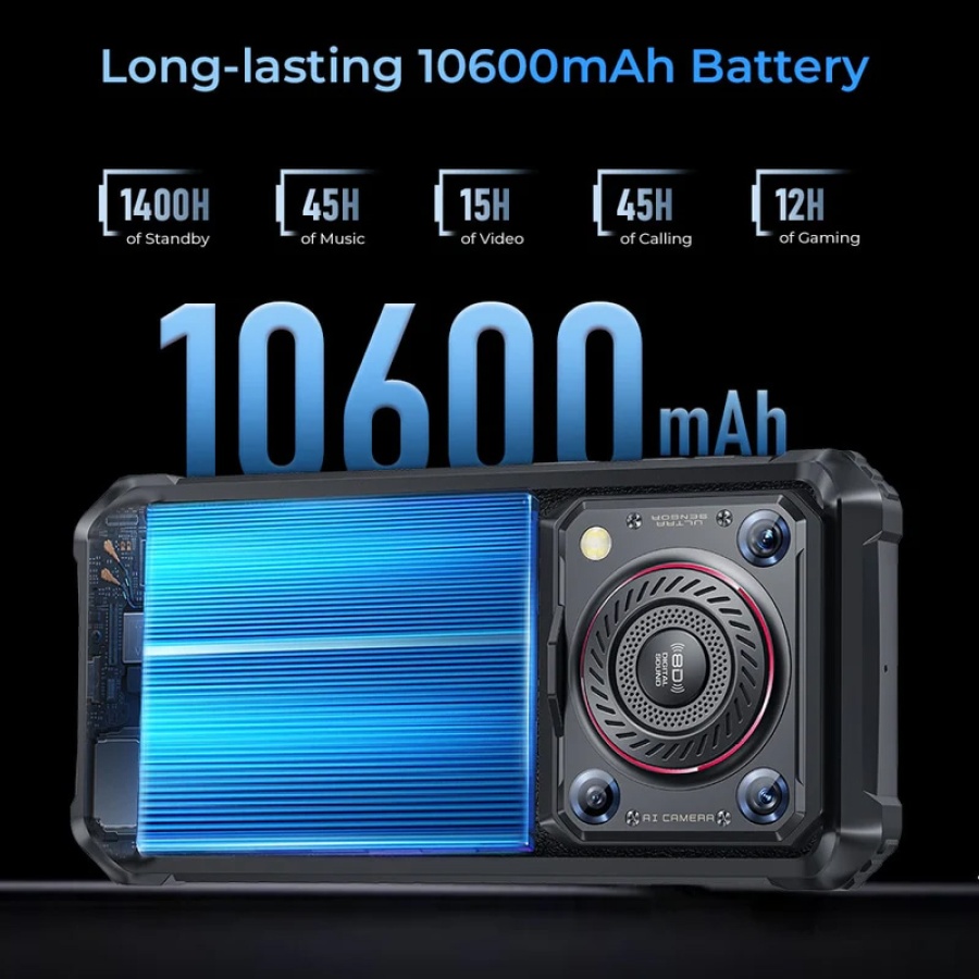 OUKITEL smartphone WP36 με ηχείο 3.5W, 6.52", 8/128GB, 10600mAh, IP68/IP69K, μαύρο - Image 8