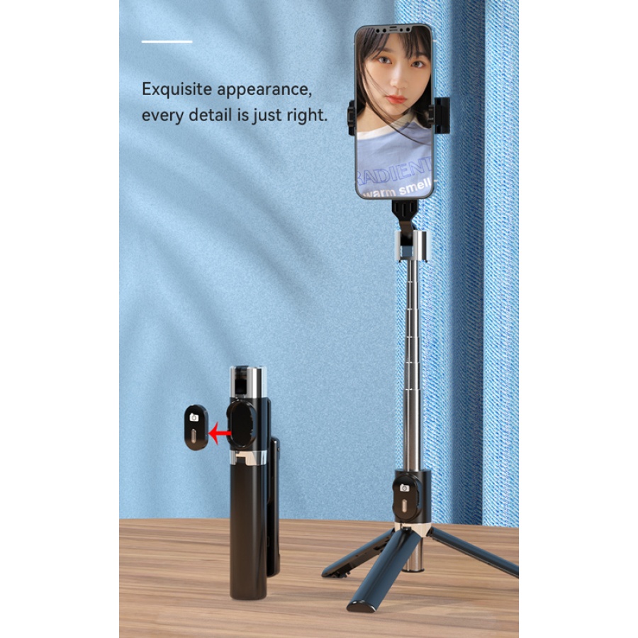 USAMS selfie stick ZB324 με τρίποδο, έως 110cm, Bluetooth, μαύρο - Image 5