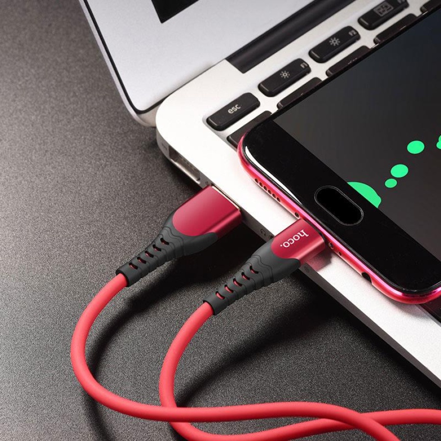 HOCO U80 COOL SILICONE CHARGING CABLE FOR MICRO, ΚΟΚΚΙΝΟ - Image 3