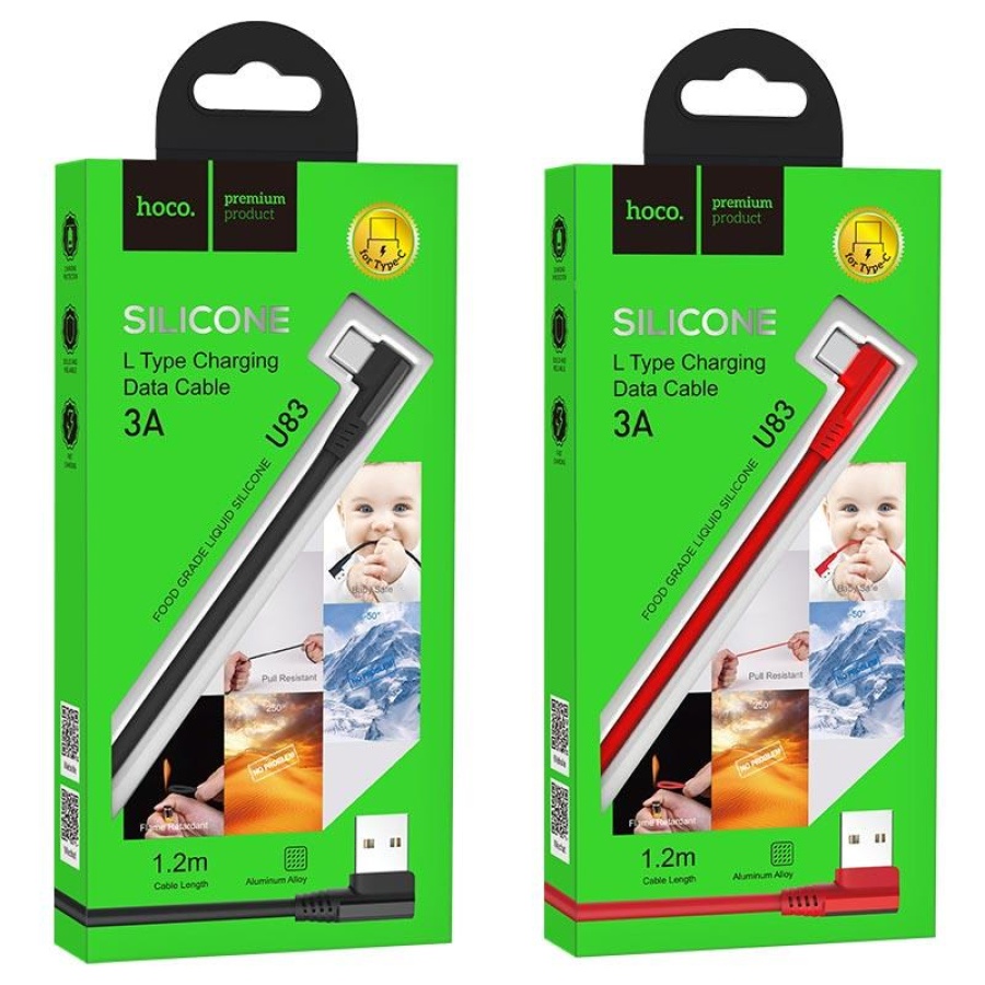HOCO U83 PUISSANT SILICONE CHARGING CABLE FOR TYPE-C, ΜΑΥΡΟ - Image 4