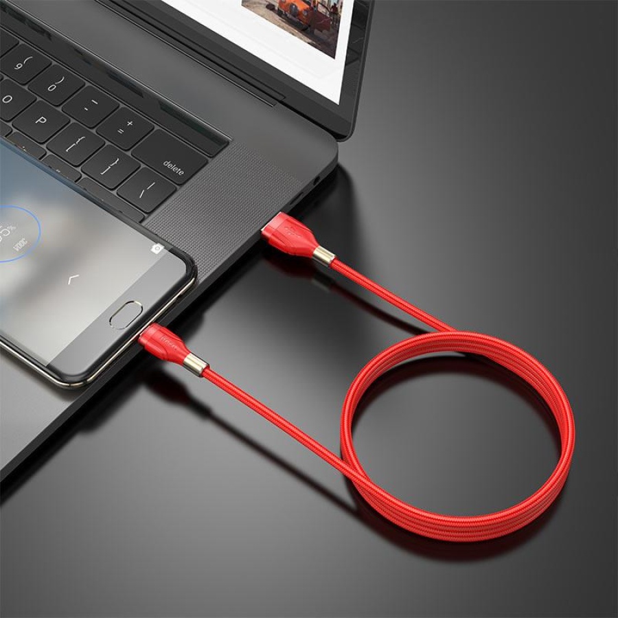 HOCO U92 GOLD COLLAR ΚΑΛΩΔΙΟ ΦΟΡΤΙΣΗΣ MICRO USB, ΚΟΚΚΙΝΟ - Image 2
