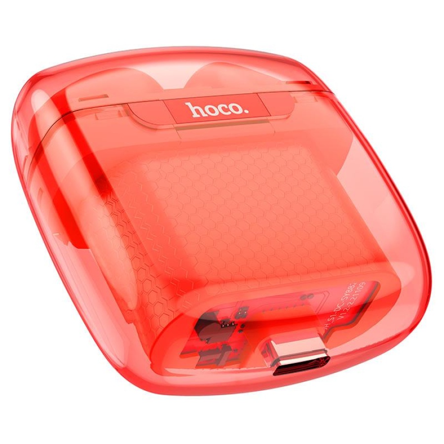 HOCO EW15 CLEAR EXPLORE EARPHONES ΜΕ ΒΑΣΗ ΦΟΡΤΙΣΗΣ, VIBRANT ORANGE - Image 3