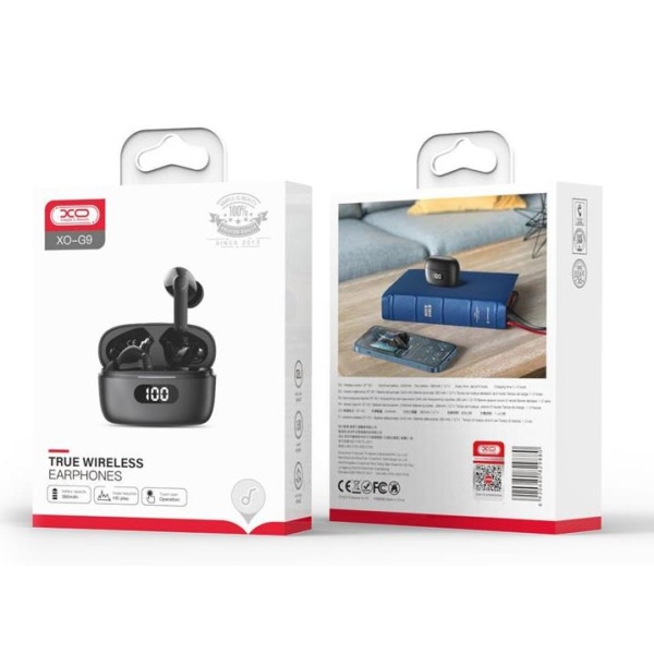 XO G9 CHIME BLUETOOTH ΑΚΟΥΣΤΙΚΑ, ΜΕ ΟΘΟΝΗ, ENC, TWS, ΜΑΥΡΟ