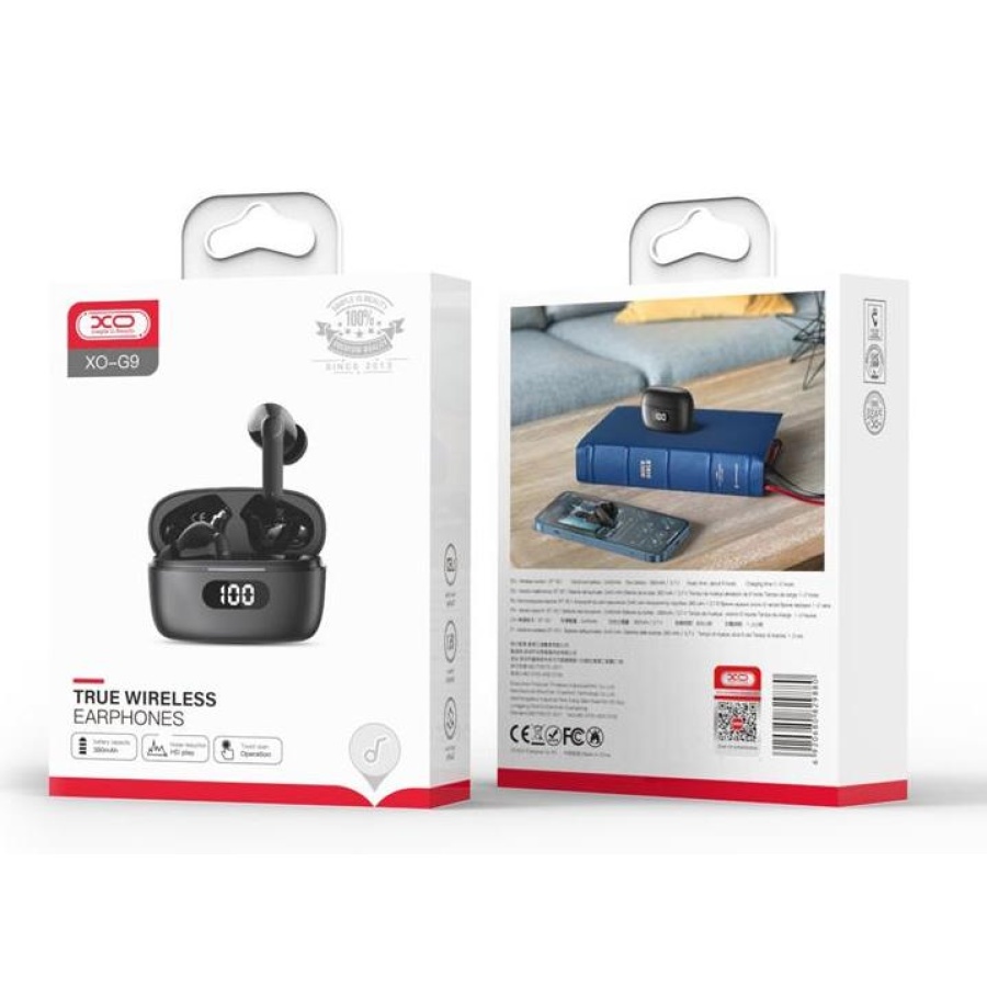 XO G9 CHIME BLUETOOTH ΑΚΟΥΣΤΙΚΑ, ΜΕ ΟΘΟΝΗ, ENC, TWS, ΜΑΥΡΟ