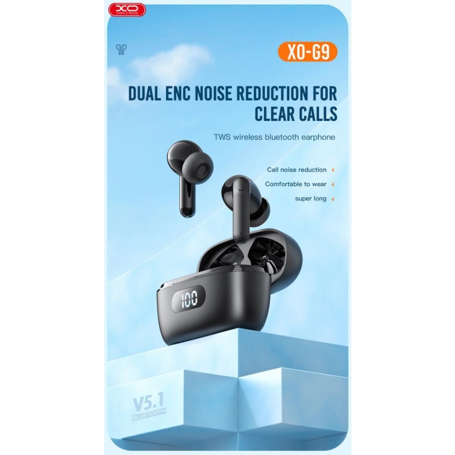 XO G9 CHIME BLUETOOTH ΑΚΟΥΣΤΙΚΑ, ΜΕ ΟΘΟΝΗ, ENC, TWS, ΜΑΥΡΟ - Image 5