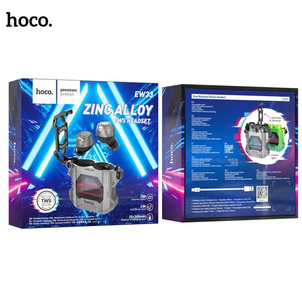 HOCO EW33 ΑΚΟΥΣΤΙΚΑ INTERSTELLAR TRUE WIRELESS BT HEADSET, ΓΚΡΙ