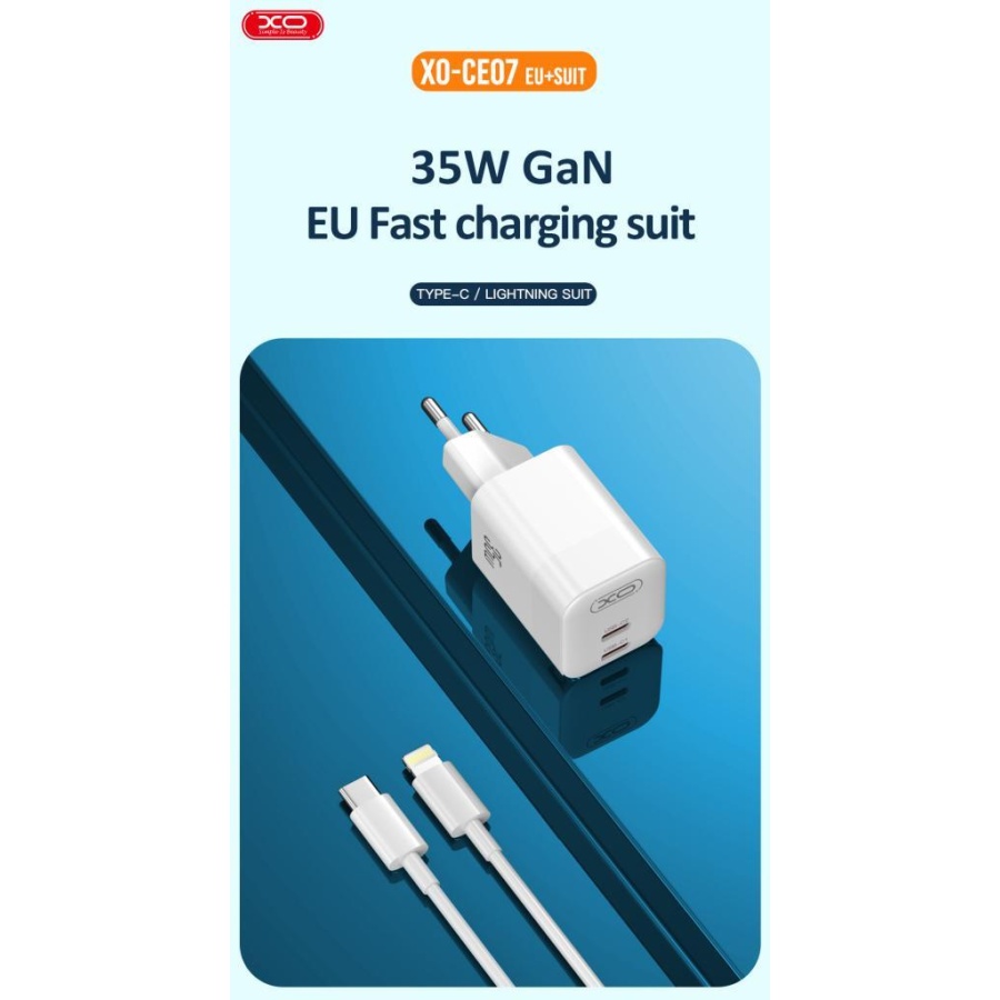 XO CE07 ΦΟΡΤΙΣΤΗΣ 35W GaN, 2 ΘΥΡΕΣ PD, ΛΕΥΚΟ - Image 2