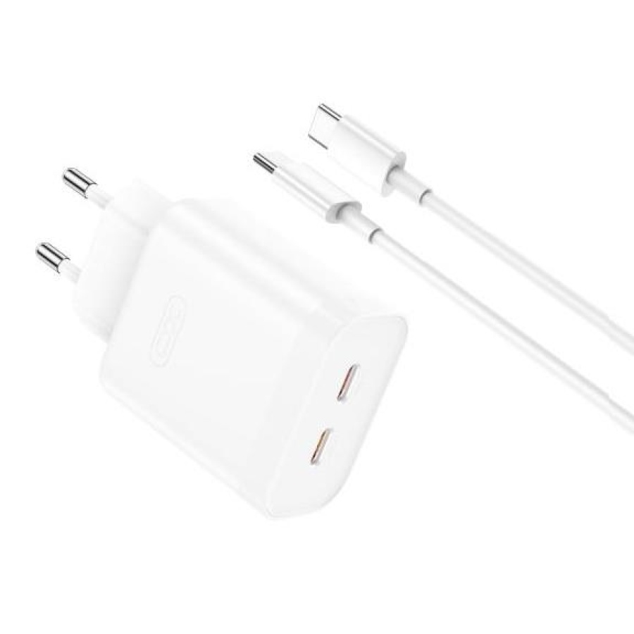 XO L105 ΦΟΡΤΙΣΤΗΣ, 35W, 2 ΘΥΡΕΣ PD, ΜΕ ΚΑΛΩΔΙΟ TYPE-C, ΛΕΥΚΟΣ (NB-Q190A)
