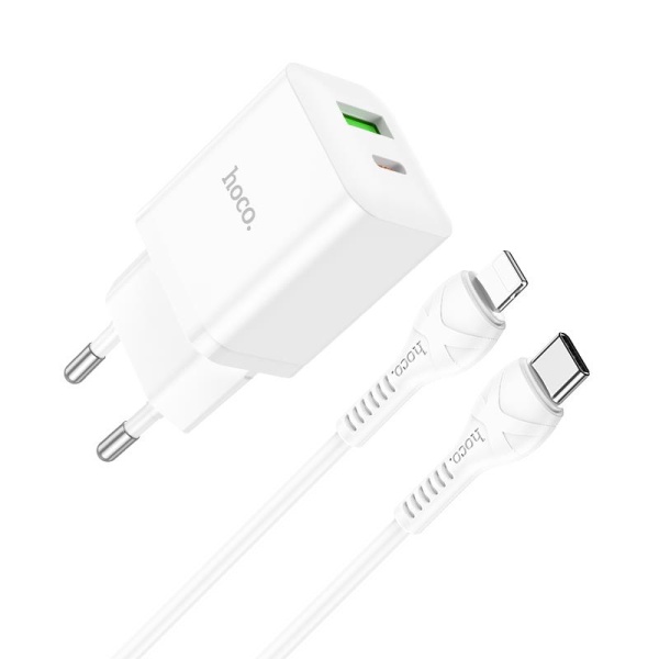 HOCO N28 FOUNDER ΦΟΡΤΙΣΤΗΣ PD20W+QC3.0 ΜΕ ΚΑΛΩΔΙΟ PD ΣΕ LIGHTNING, 2 ΘΥΡΕΣ