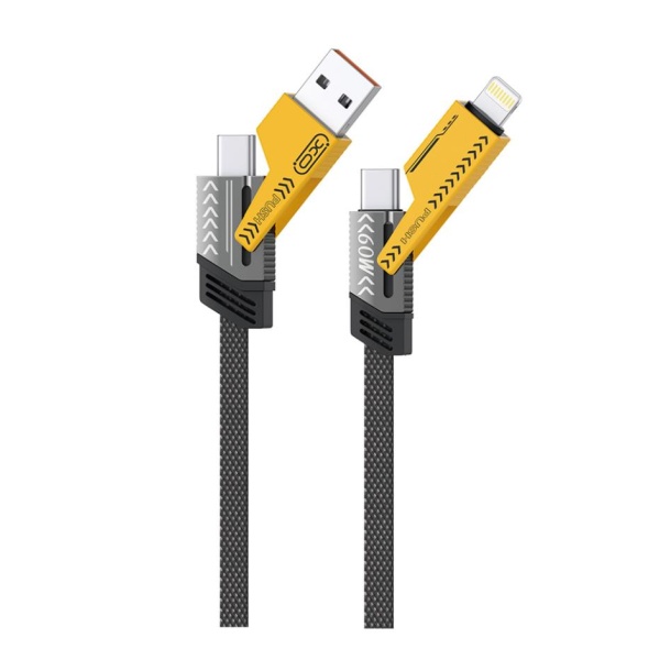 XO NB283 4-in-1 BRAIDED FLAT, DATA CABLE, ΓΚΡΙ
