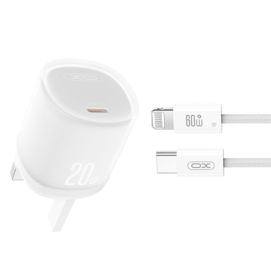 XO L143 ΦΟΡΤΙΣΤΗΣ PD20W, 1 ΘΥΡΑ TYPE-C, ΜΕ ΚΑΛΩΔΙΟ LIGHTNING, ΛΕΥΚΟΣ
