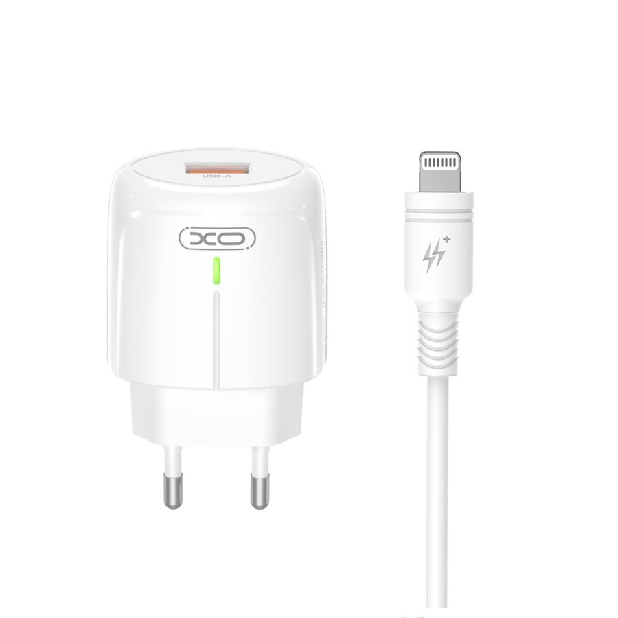 XO L112 ΦΟΡΤΙΣΤΗΣ, QC18W, 1 ΘΥΡΑ USB ΜΕ ΚΑΛΩΔΙΟ LIGHTNING CABLE, ΛΕΥΚΟΣ