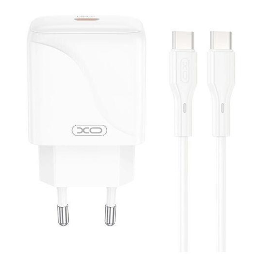 XO L141 ΦΟΡΤΙΣΤΗΣ 20W, 1 ΘΥΡΑ TYPE-C ΜΕ ΚΑΛΩΔΙΟ PD ΣΕ TYPE-C, ΛΕΥΚΟΣ