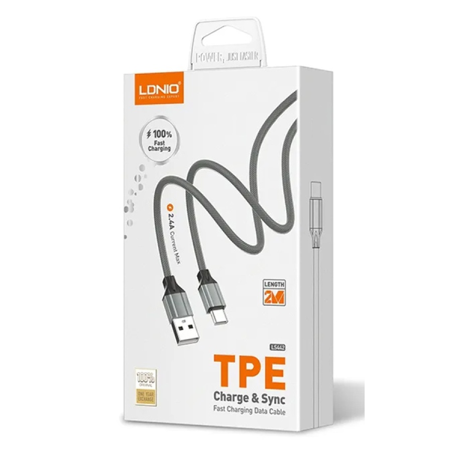 LDNIO καλώδιο Lightning σε USB LS442, 2.4A, 2m, γκρι - Image 4