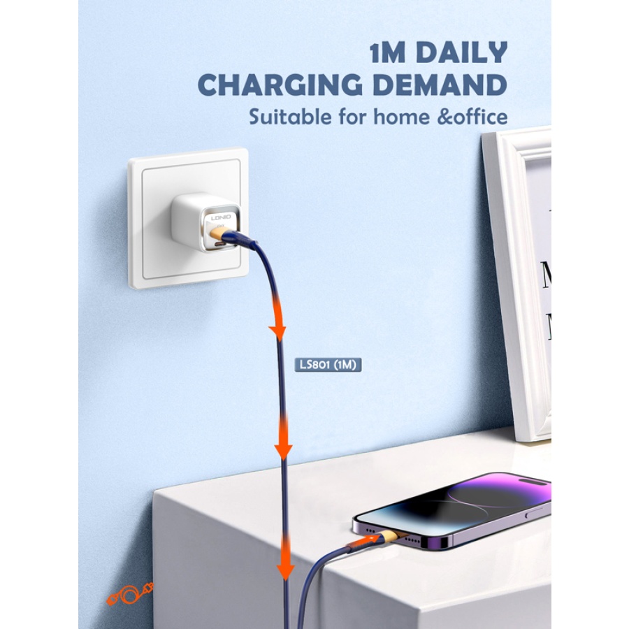 LDNIO καλώδιο Lightning σε USB LS801, 30W, 1m, μπλε - Image 3