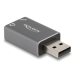 DELOCK εξωτερική κάρτα ήχου 66633, 2x 3.5mm, USB σύνδεση, γκρι - Image 3