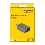 DELOCK εξωτερική κάρτα ήχου 66633, 2x 3.5mm, USB σύνδεση, γκρι - Image 4
