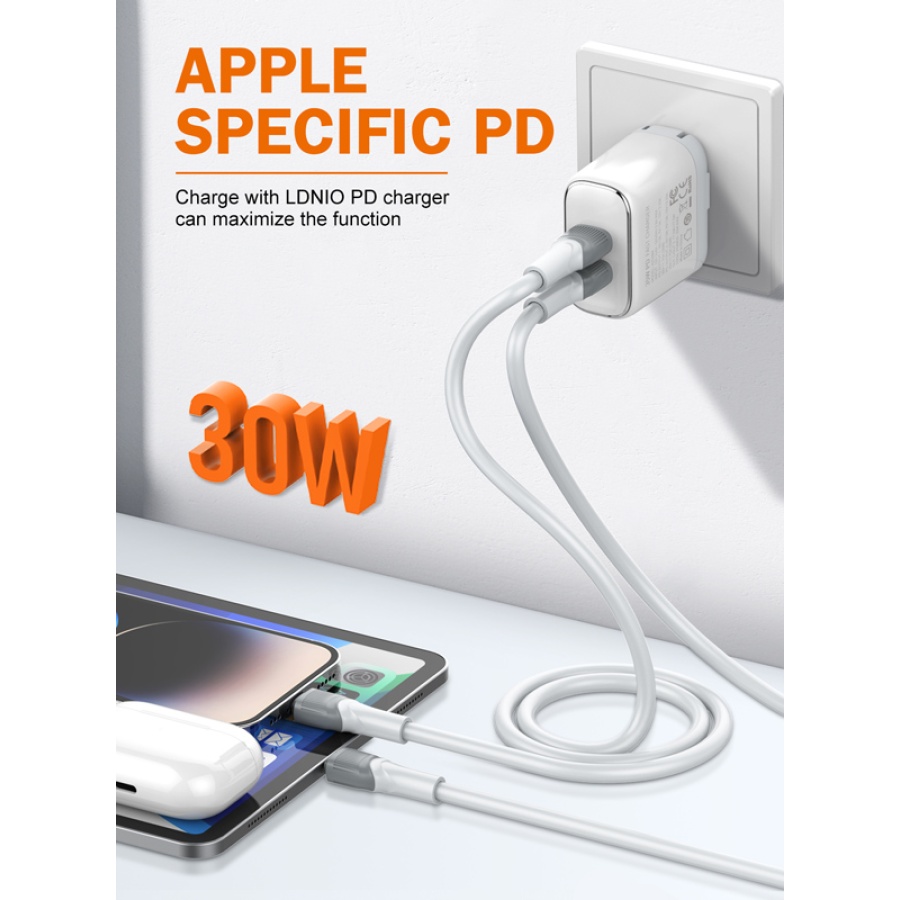 LDNIO καλώδιο Lightning σε USB-C LC602I, 30W PD, 2m, γκρι - Image 2