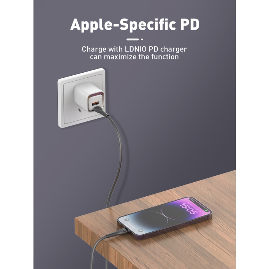 LDNIO καλώδιο Lightning σε USB-C LC671I, 30W PD, 1m, γκρι - Image 2