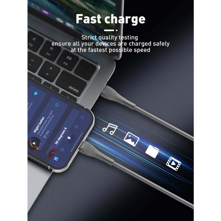 LDNIO καλώδιο Lightning σε USB-C LC671I, 30W PD, 1m, γκρι - Image 3