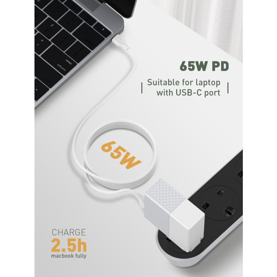 LDNIO καλώδιο USB-C σε USB-C LC122C, 65W PD, 2m, λευκό - Image 2