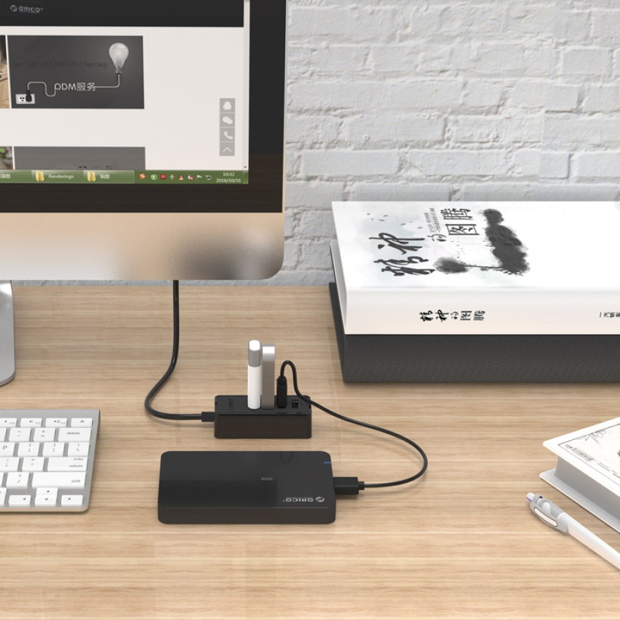 ORICO USB hub W5P-U2, 4x θυρών, USB 2.0, 480Mbps, USB σύνδεση, 1m καλώδιο, μαύρο - Image 2