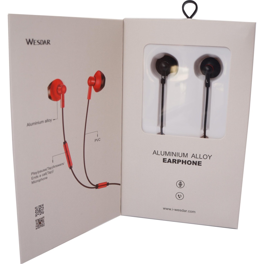 WESDAR R25 IN-EAR HEADPHONES, ΜΑΥΡΟ - Image 2