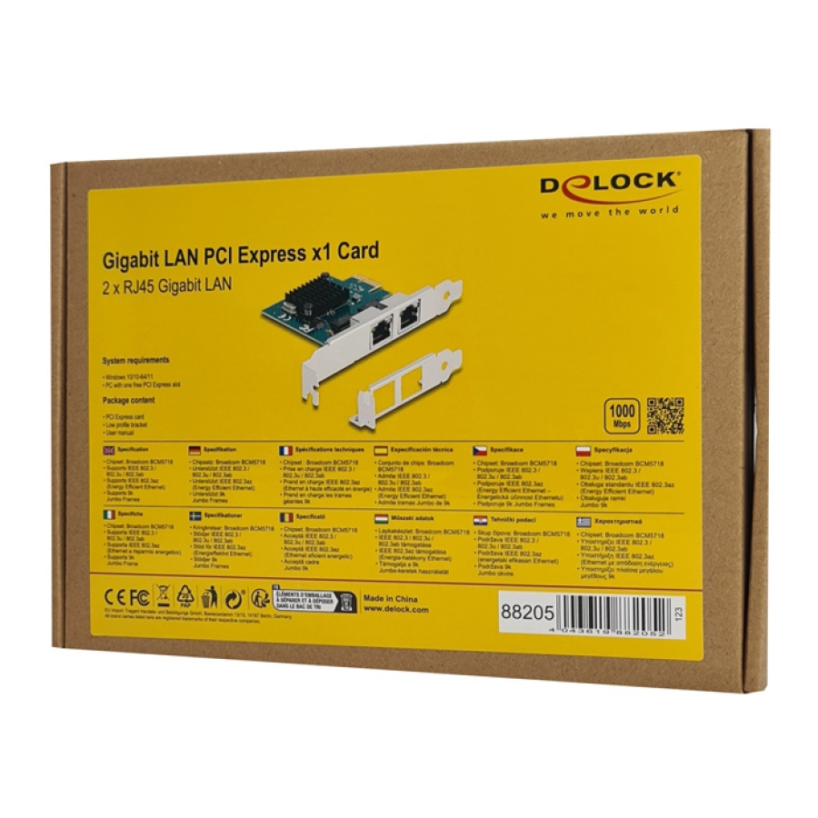 DELOCK κάρτα επέκτασης PCIe x1 σε 2x RJ45 Gigabit 88205, 1000Mbps - Image 4