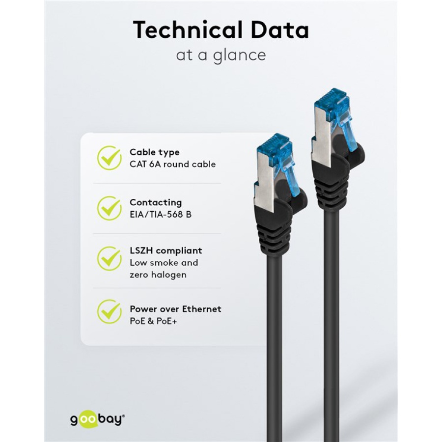 GOOBAY καλώδιο δικτύου 93664, CAT 6A S/FTP, 500MHz, Copper, 0.5m, μαύρο - Image 5