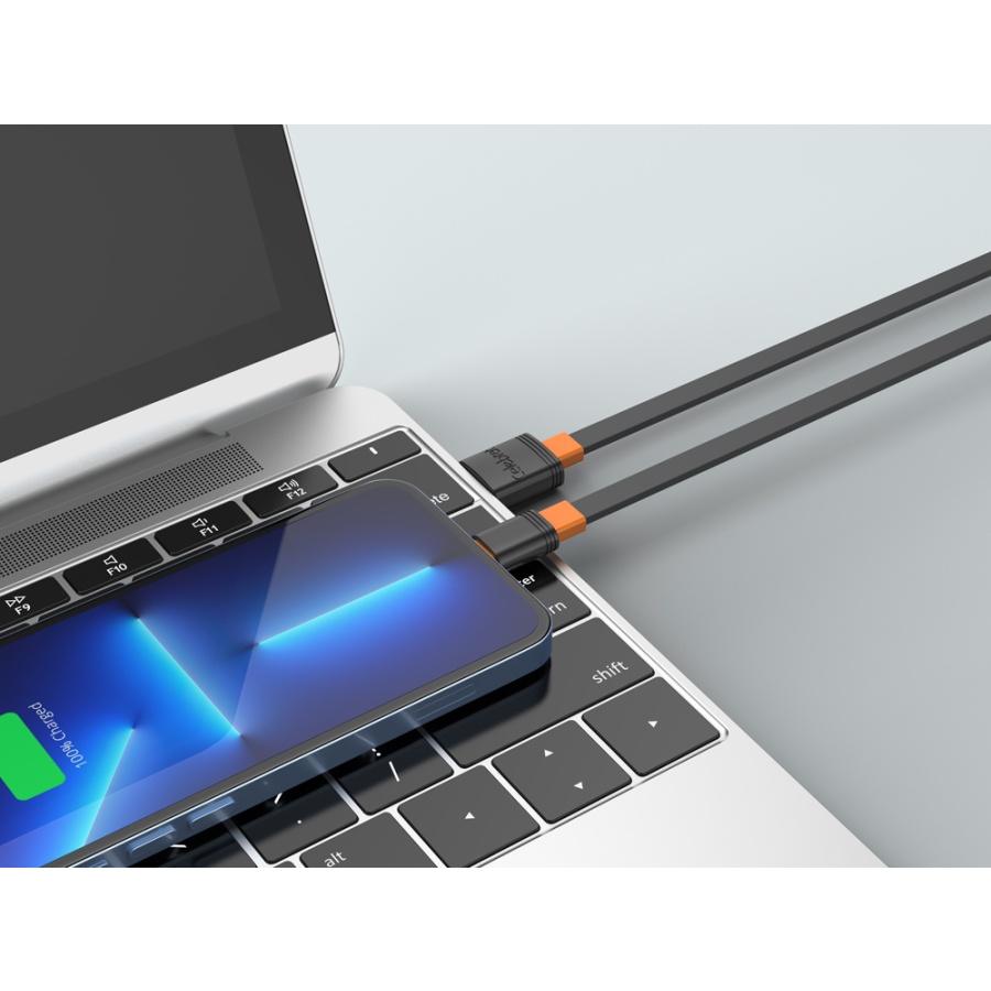 CELEBRAT καλώδιο USB-C σε USB CB-33C, flat, 3A, 1m, μαύρο - Image 2