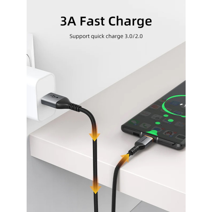 CABLETIME καλώδιο USB σε USB-C CT-AMCM3A, 3A, 1m, μαύρο - Image 2