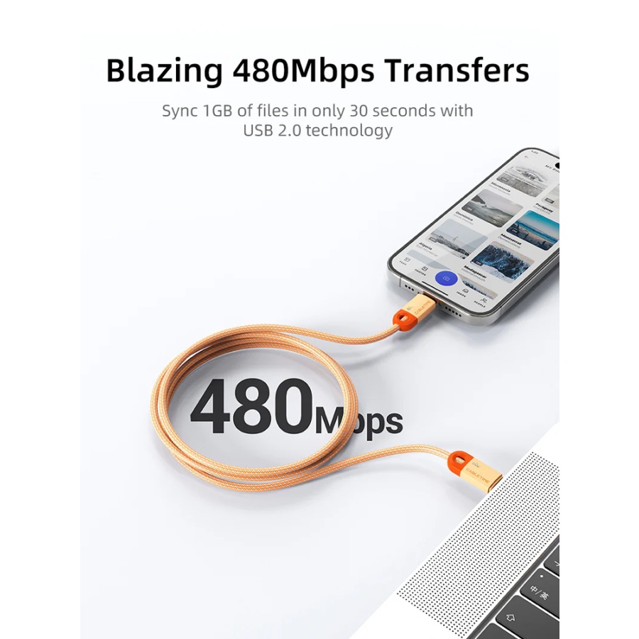 CABLETIME καλώδιο USB-C CT-CM60-PBW, 60W PD, 480Mbps, 0.25m, μαύρο - Image 3