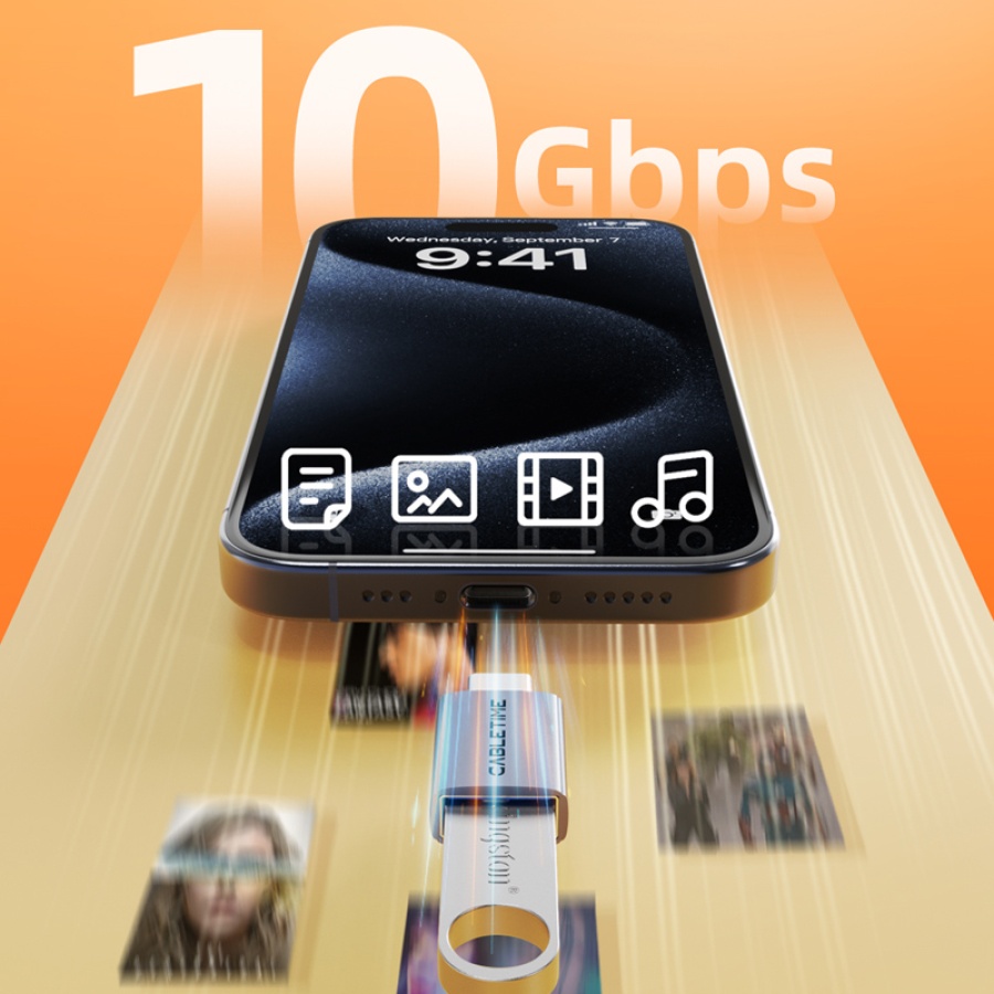 CABLETIME αντάπτορας USB-C σε USB CT-CMAF10-AG, 10Gbps, γκρι - Image 2