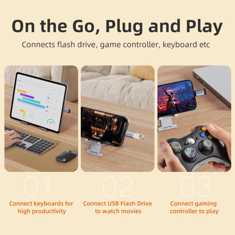 CABLETIME αντάπτορας USB-C σε USB CT-CMAF10-AG, 10Gbps, γκρι - Image 4