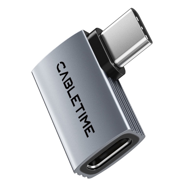 CABLETIME αντάπτορας USB-C CT-OTG41-AG, γωνιακός, USB4, 240W, 40Gbps, 8K, γκρι