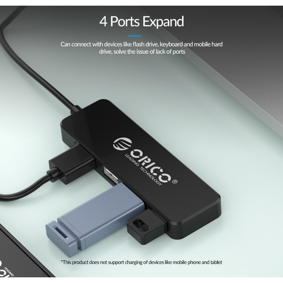 ORICO USB hub FL01, 4x θυρών, USB 2.0, 480Mbps, USB σύνδεση, μαύρο - Image 2