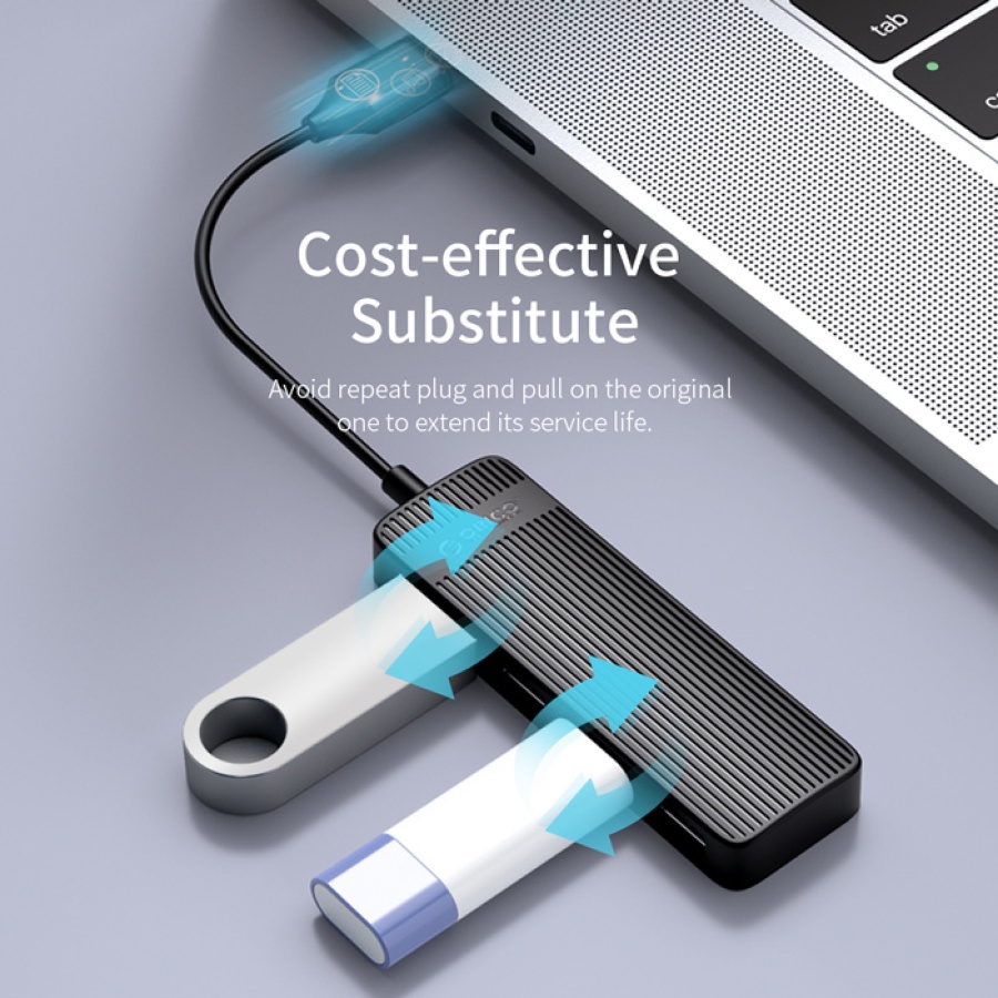 ORICO USB hub FL02, 4x θυρών, USB 2.0, 480Mbps, USB σύνδεση, μαύρο - Image 2