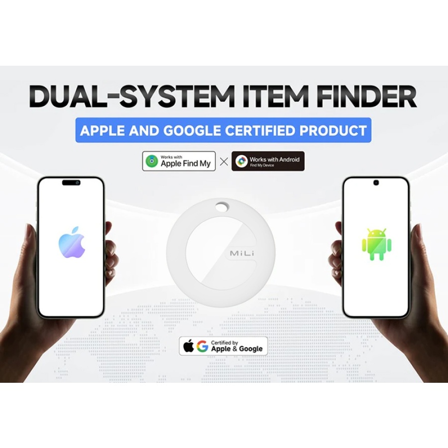 MILI κουδούνι ποδηλάτου με smart tag MiTag Duo, iOS & Android, Bluetooth tracker, μαύρο/λευκό - Image 4