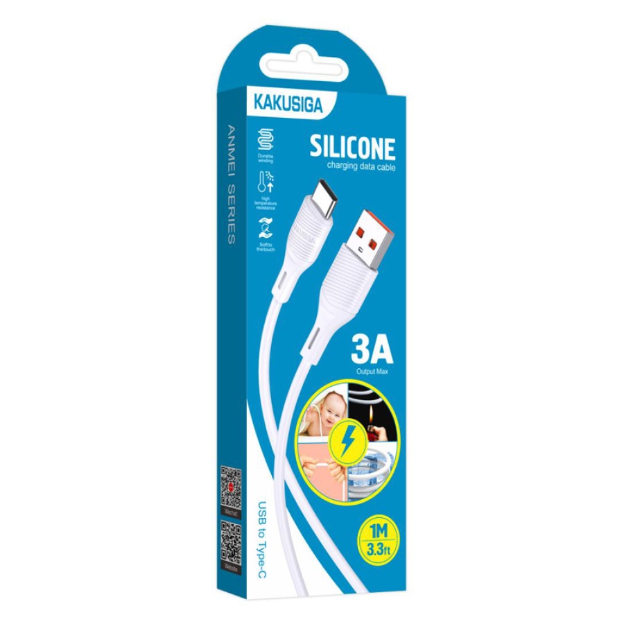 KAKUSIGA καλώδιο USB-C σε USB KSC-953, σιλικόνης, 3A, 480Mbps, 1m, λευκό - Image 4