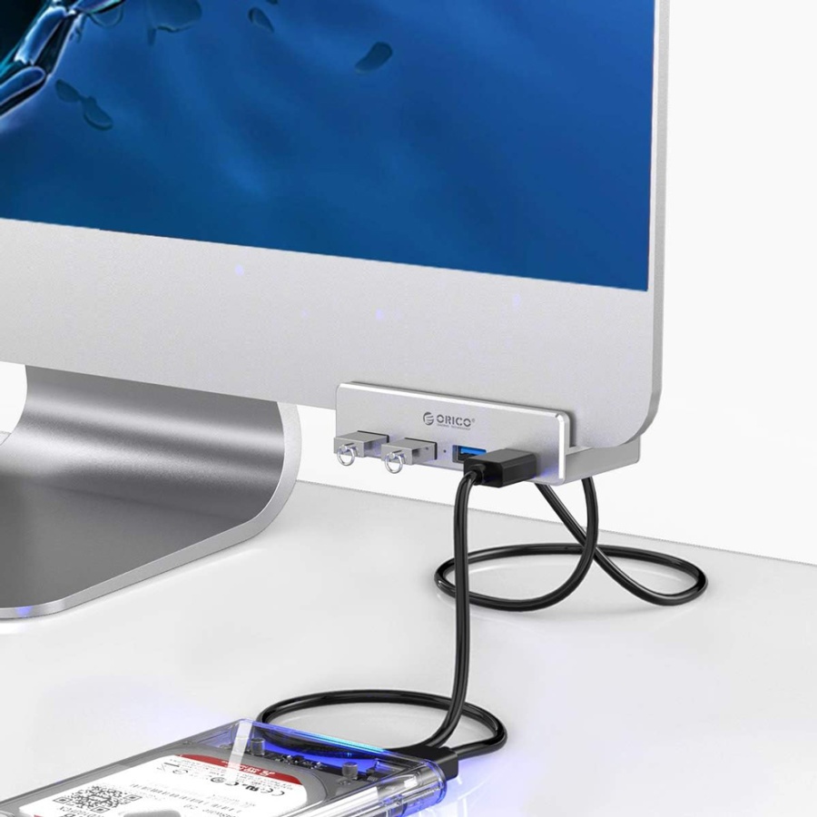 ORICO USB hub MH4PU-P με σφιγκτήρα, 4x θυρών, 5Gbps, USB σύνδεση, ασημί - Image 3
