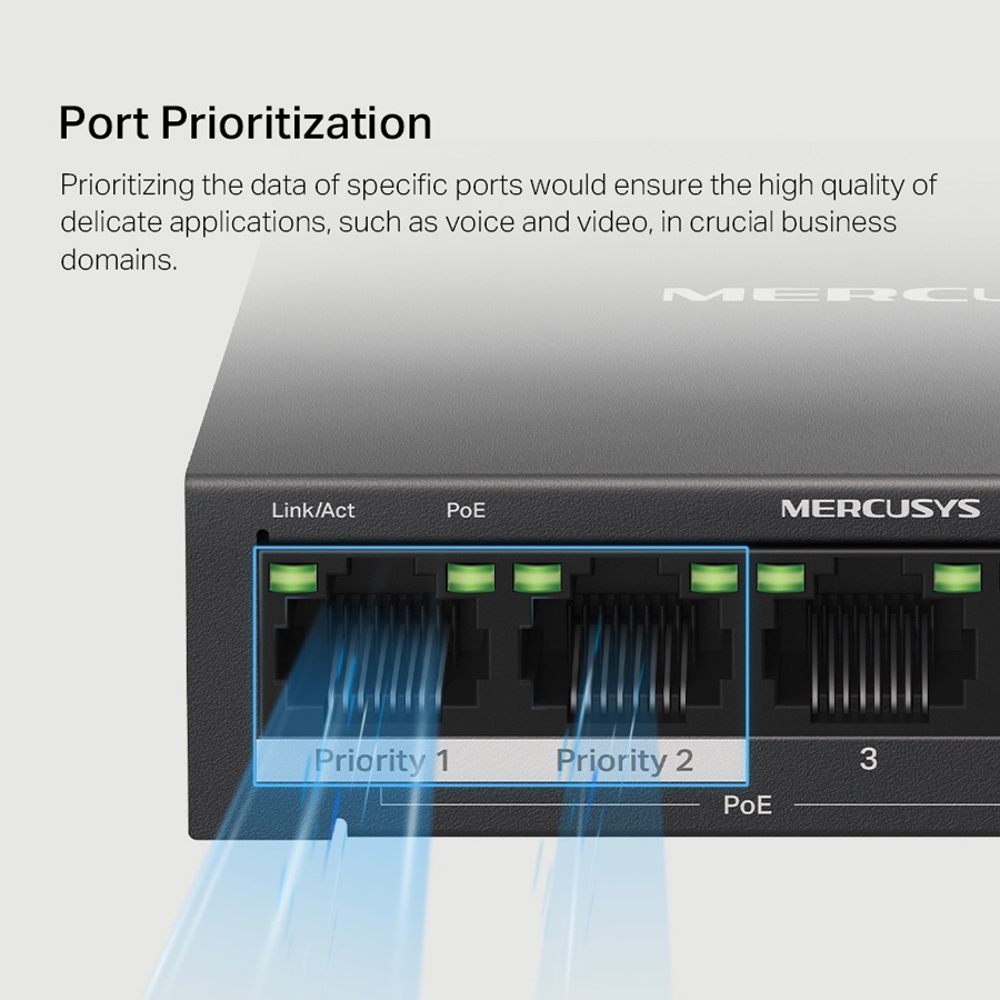 MERCUSYS Desktop Switch MS105GP, 5x 10/100/1000 Mbps, PoE+, Ver. 1.0 - Image 6