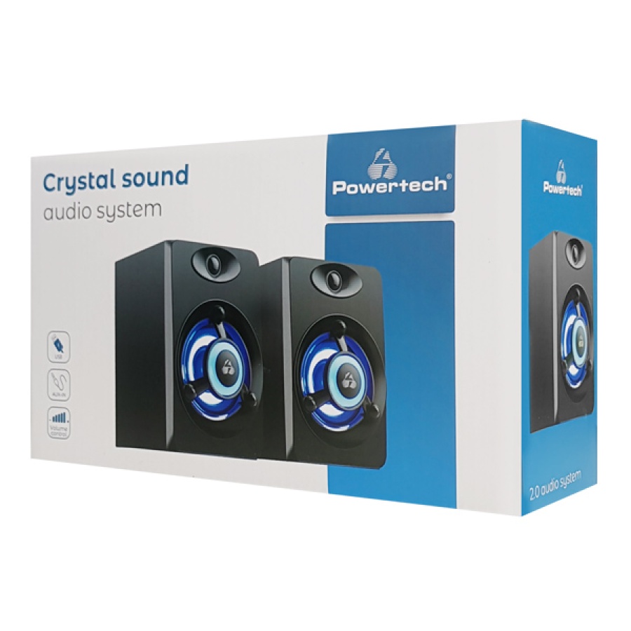 POWERTECH ηχεία Crystal sound PT-842, 2x 3W, 3.5mm, μαύρα - Image 3